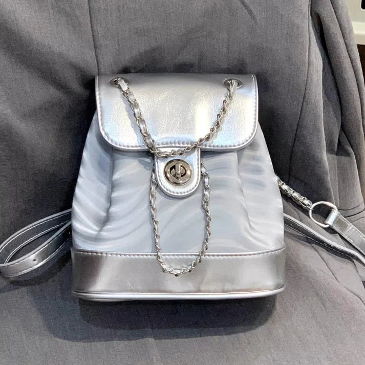 Chain Backpack Women's Water Ripple Fashion Travel Backpack Bags My Store