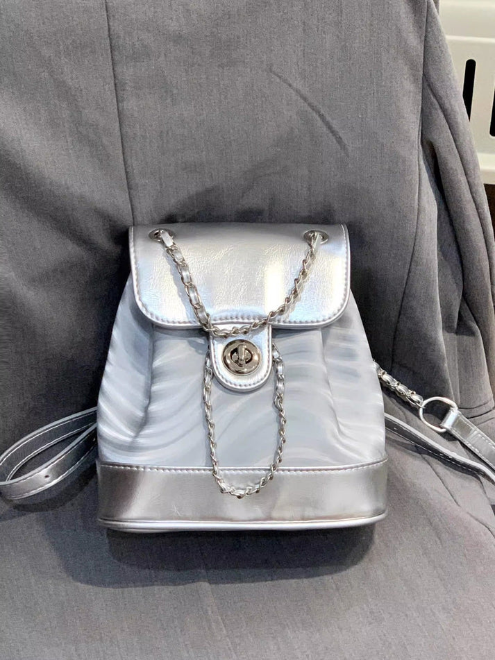 Chain Backpack Women's Water Ripple Fashion Travel Backpack Bags My Store