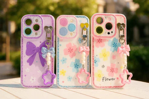 Glitter Floral Case with Charm My Store