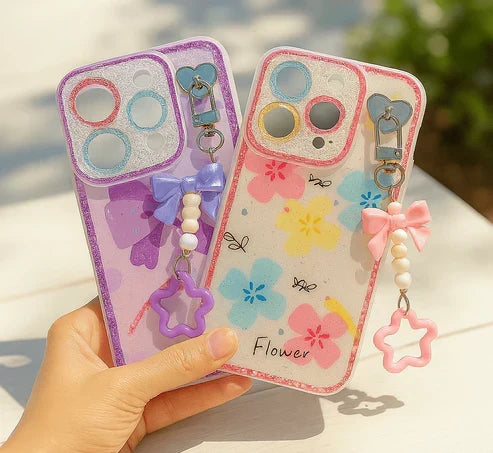 Glitter Floral Case with Charm My Store