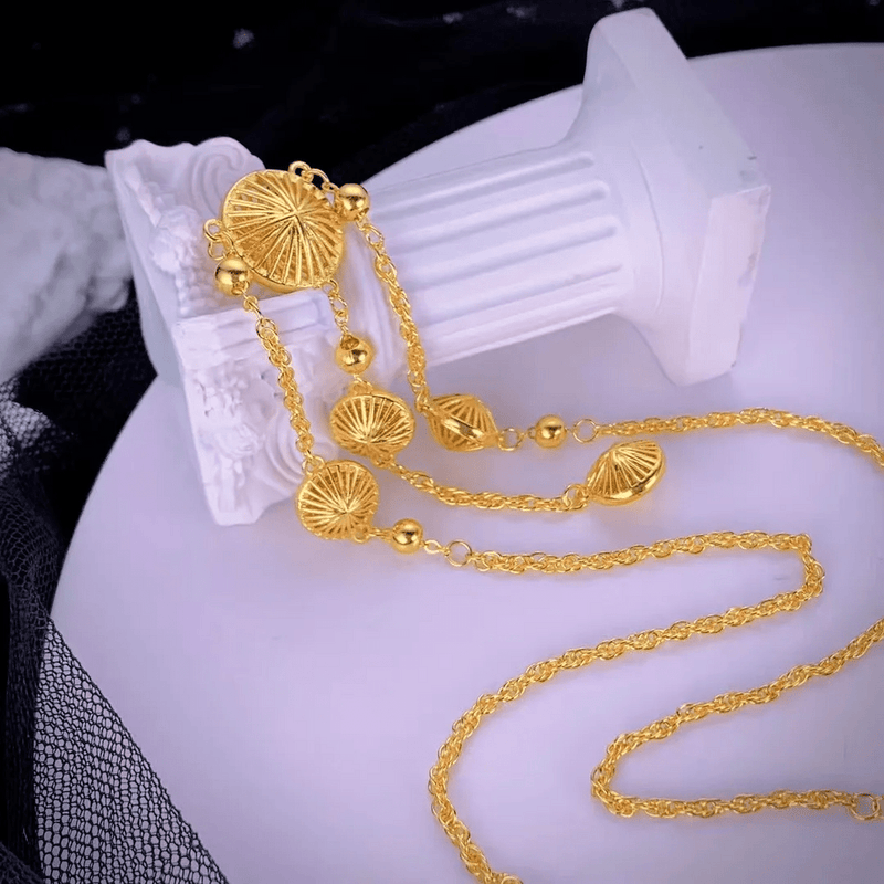 Gold Circle Tassel Necklace Souq Rukna Al Khaleej