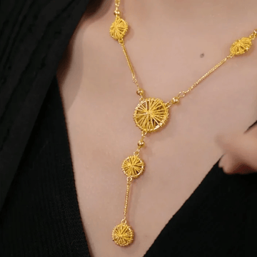 Gold Circle Tassel Necklace Souq Rukna Al Khaleej