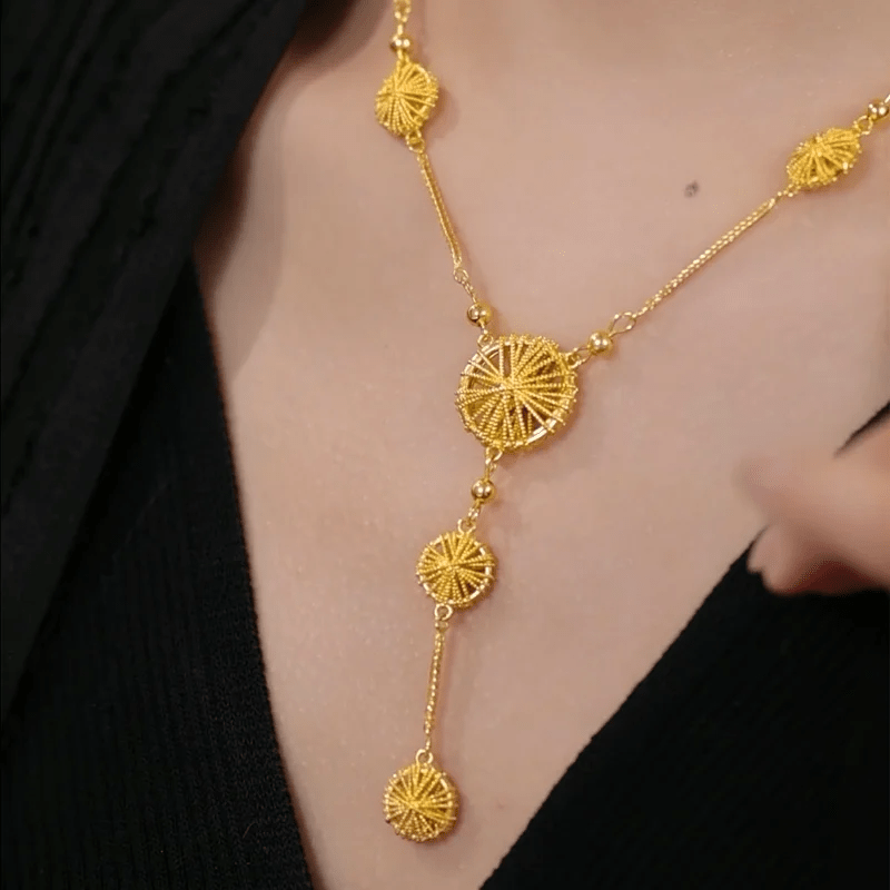Gold Circle Tassel Necklace Souq Rukna Al Khaleej