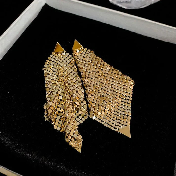 Silver Needle Triangle Sequins Irregular Earrings My Store