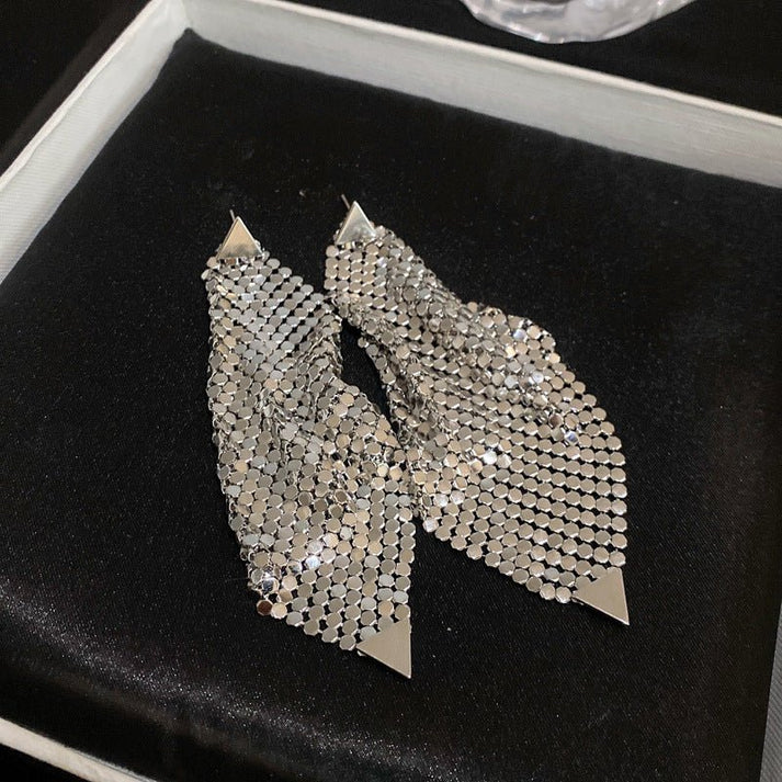 Silver Needle Triangle Sequins Irregular Earrings My Store