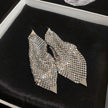 Silver Needle Triangle Sequins Irregular Earrings My Store