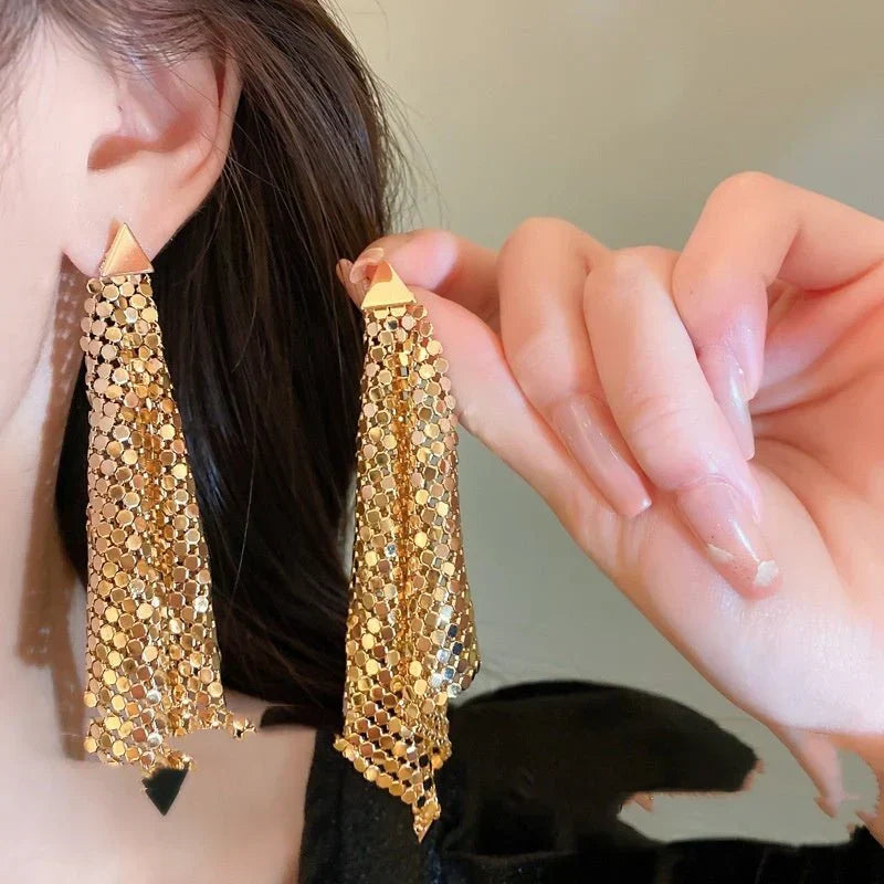 Silver Needle Triangle Sequins Irregular Earrings My Store