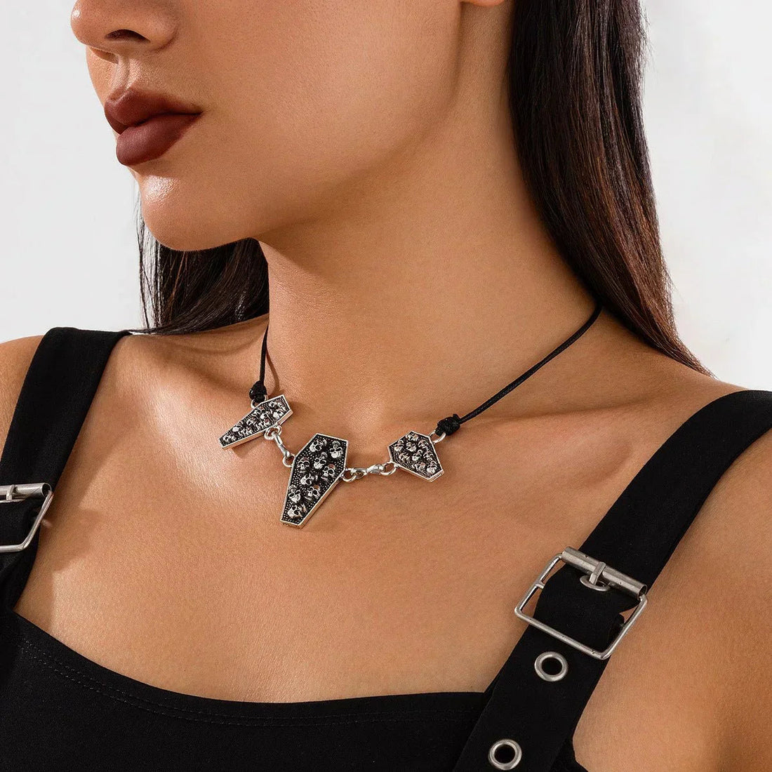 Skull Coffin Leather Wax Line Necklace Hip Hop My Store