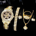 Snowflake Pattern Watch Luxury Full Rhinestone Jewelry Five-piece Set My Store