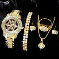 Snowflake Pattern Watch Luxury Full Rhinestone Jewelry Five-piece Set My Store