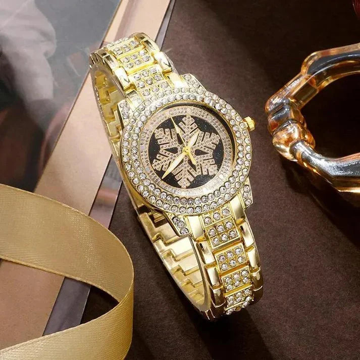 Snowflake Pattern Watch Luxury Full Rhinestone Jewelry Five-piece Set My Store