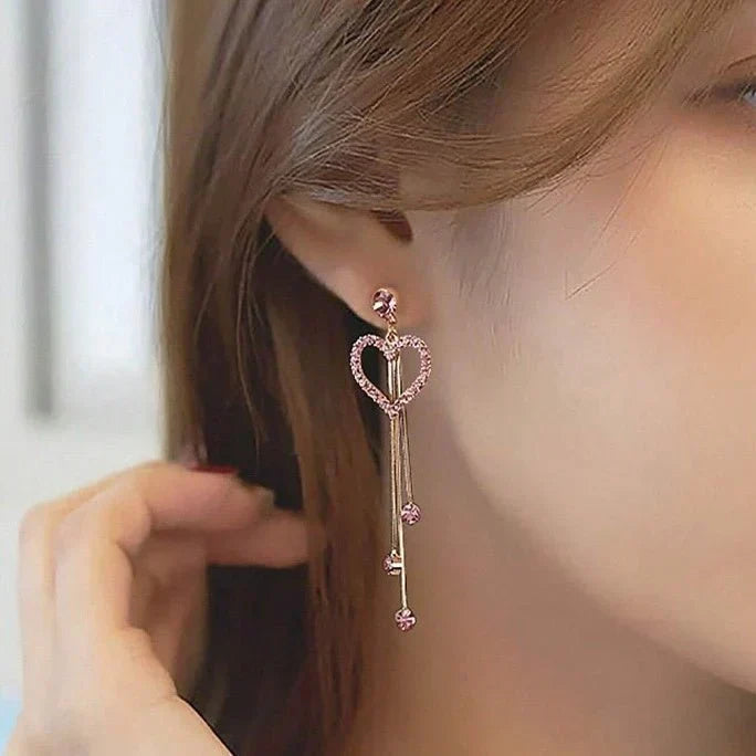 Valentine's Day Love Shining Zircon Long Fringe Earrings My Store